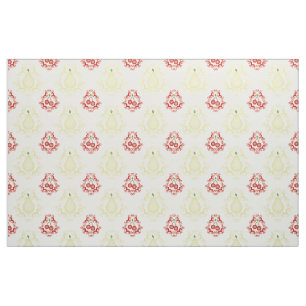 Old fashioned Pears and Cherries Damask Pattern Fabric