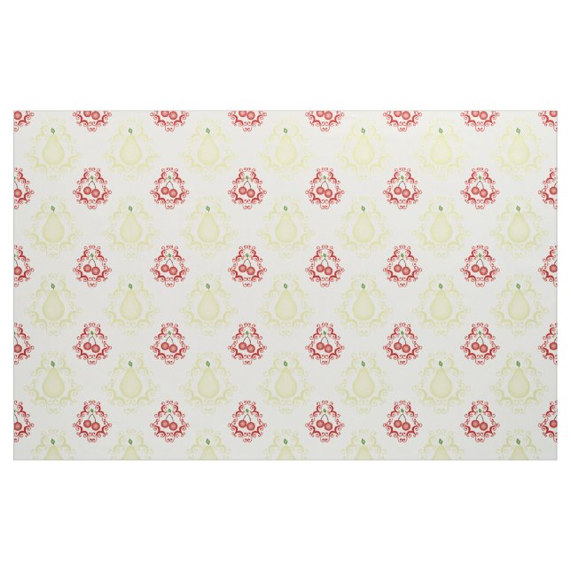 Old fashioned Pears and Cherries Damask Pattern Fabric (Fat Quarter)