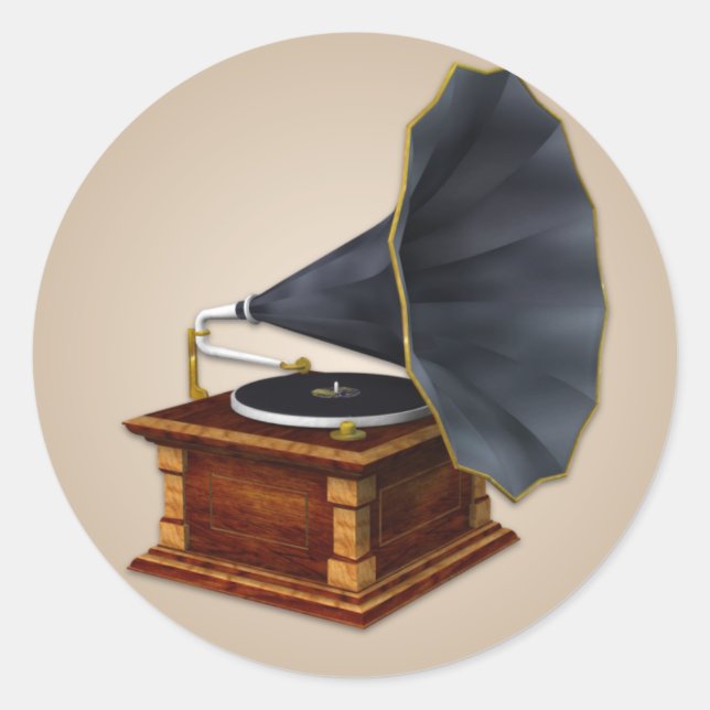 Old Fashioned Phonograph Classic Round Sticker (Front)