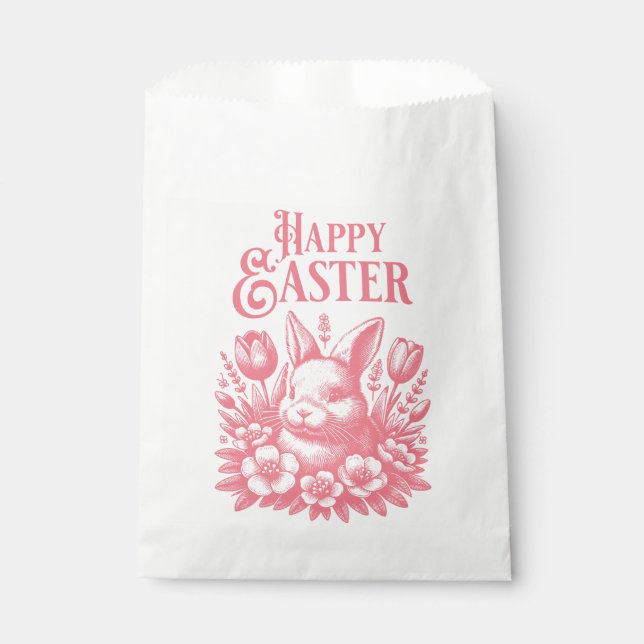 Old Fashioned Pink Easter Bunny Favour Bags (Front)