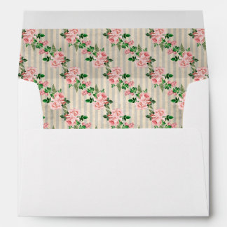 Old Fashioned Pink Roses and Stripes  Envelope