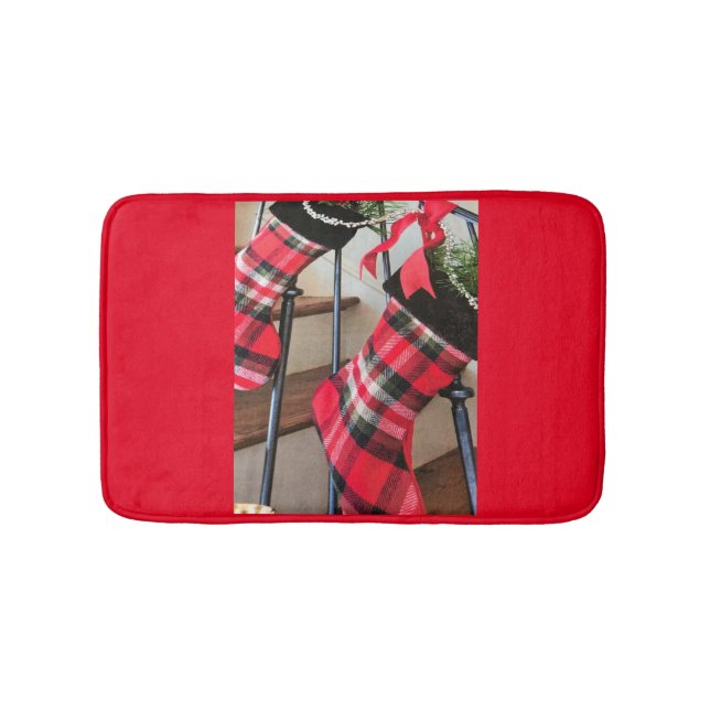 ***OLD FASHIONED PLAID STOCKINGS*** BATH MAT (Front)
