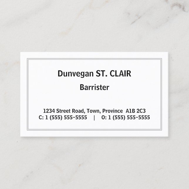 Old Fashioned Professional Attorney Business Card (Front)