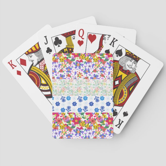 Old Fashioned Quilted Floral Borders Cute Playing Cards (Back)
