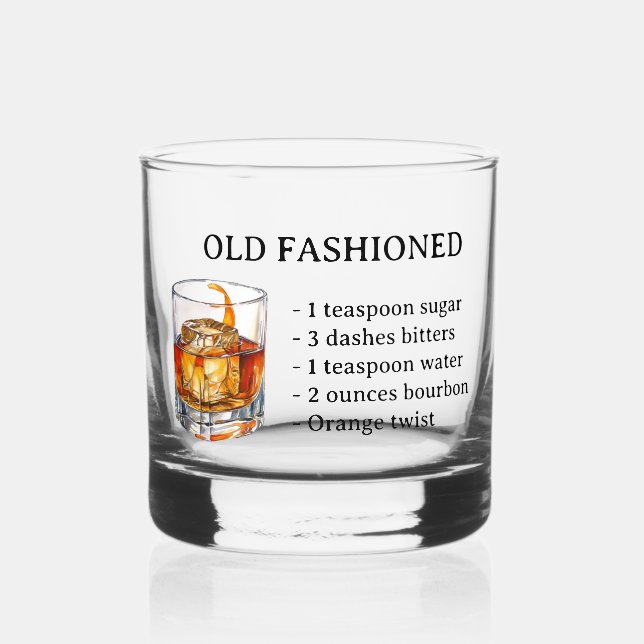 Old Fashioned Recipe Burton Whiskey  Whiskey Glass (Front)