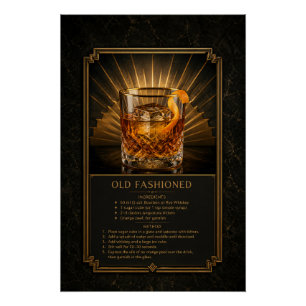 Old Fashioned Recipe Poster Bar Art