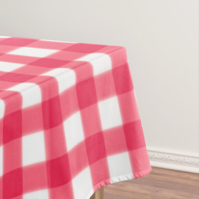 Old-fashioned Red and White Gingham Checkerboard Tablecloth (In Situ)