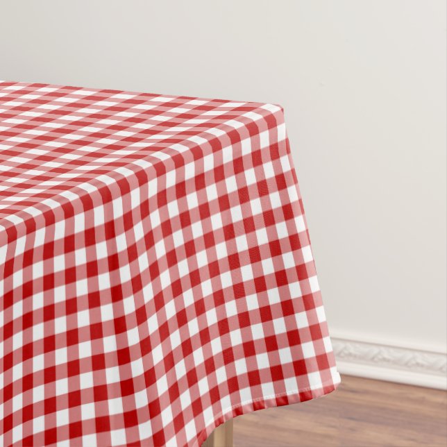 Old Fashioned Red and White Gingham Tablecloth (In Situ)