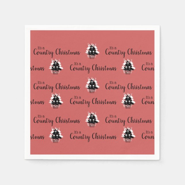 Old Fashioned Red Christmas Trees  Napkin (Front)