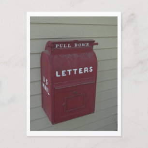 Old fashioned red outgoing U. S. Mail MailBox Postcard