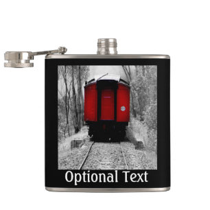 Old Fashioned Red Steam Train Hip Flask