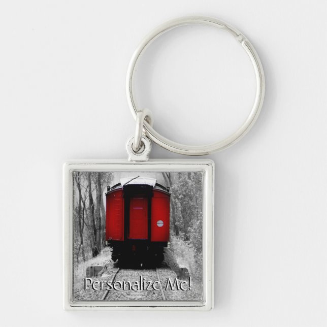 Old Fashioned Red Steam Train Key Ring (Front)