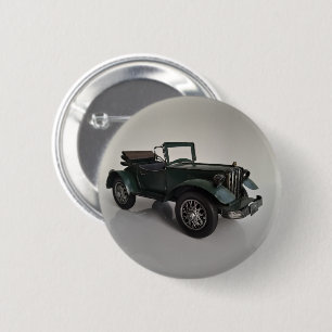 old-fashioned retro convertible car 6 cm round badge