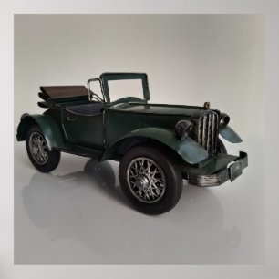 old-fashioned retro style convertible car poster