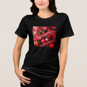 Old-Fashioned Retro Valentine Tree on Cosy Black Tri-Blend Shirt