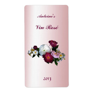 Old Fashioned Roses Floral Wine Label