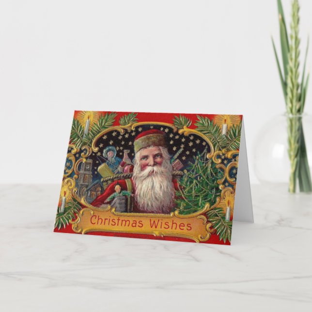 Old Fashioned Santa Christmas Card (Front)