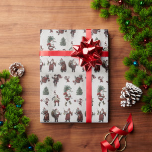 Old-Fashioned Santa Christmas Wrapping Paper