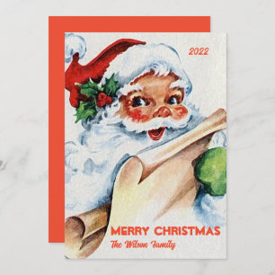 Old Fashioned Santa Claus Custom Merry Christmas Holiday Card