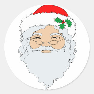 Old Fashioned Santa Claus Face Classic Round Sticker