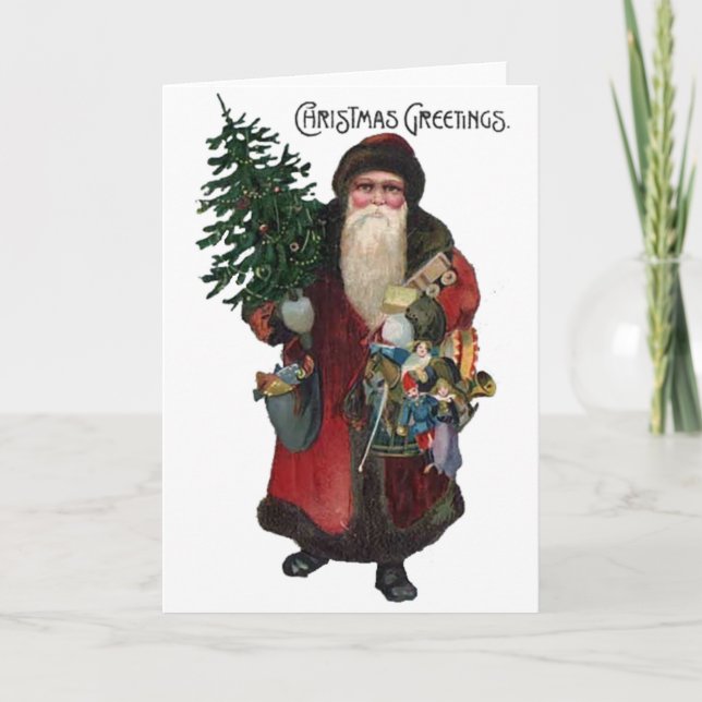 Old Fashioned Santa Claus Holiday Card (Front)