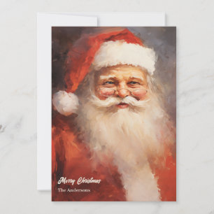 Old fashioned Santa Claus smiling red hat Holiday Card