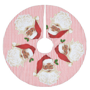 Old Fashioned Santa Claus Stripe Brushed Polyeste Polyester Tree Skirt