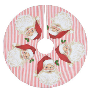 Old Fashioned Santa Claus Stripe Brushed Polyester Tree Skirt