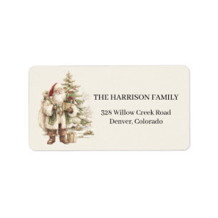 Old Fashioned Santa Watercolor Christmas Label