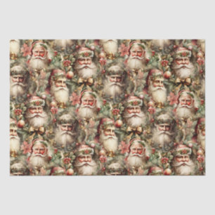 Old Fashioned Santa's With Wreaths Tissue Paper