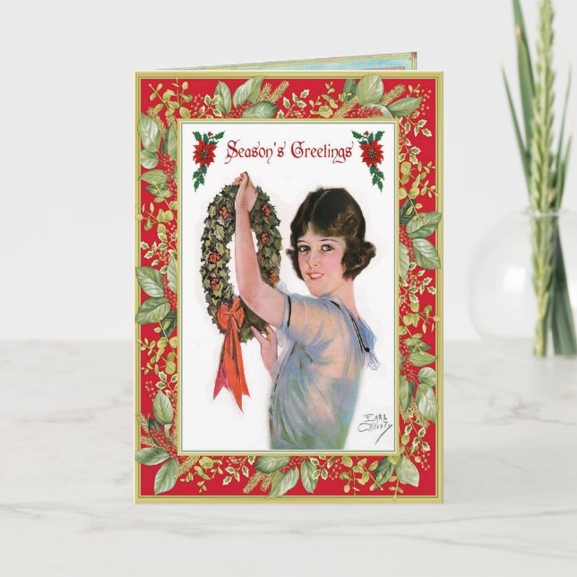 Old Fashioned Season's Greetings Christmas Card (Front)