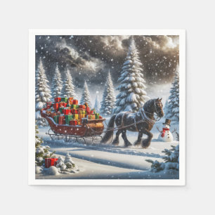 Old-fashioned Sleigh Filled Christmas Gifts Napkin