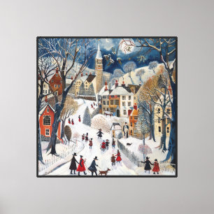 Old Fashioned Small Town Christmas Canvas Print