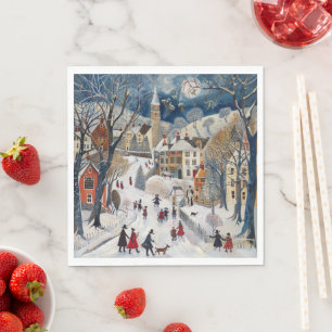 Old Fashioned Small Town Christmas Napkin