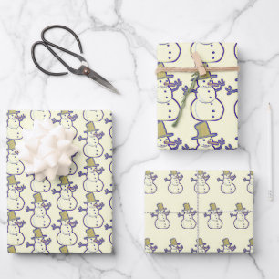 Old Fashioned Snowman Wrapping Paper Sheet