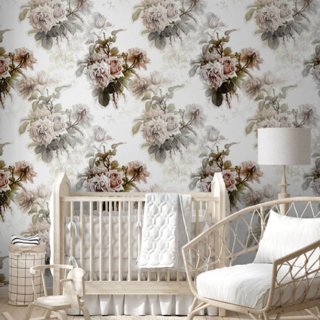 Old fashioned soft rose grey pink bouquet pattern  wallpaper (Creator Uploaded)