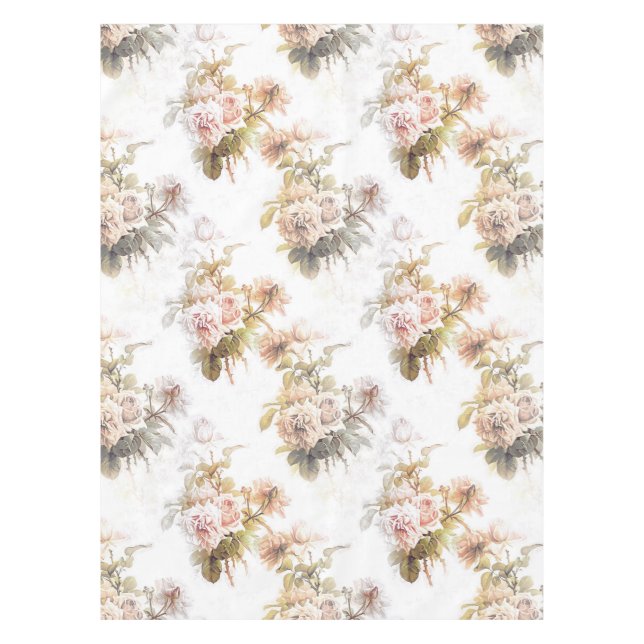 Old fashioned soft rose pink bouquet pattern  tablecloth (Front)