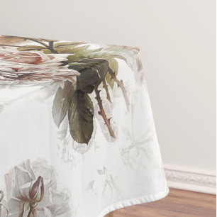 Old fashioned soft rose pink grey bouquet pattern tablecloth