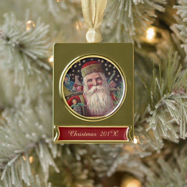 Old Fashioned St Nicholas Gold Plated Banner Ornament (Tree)