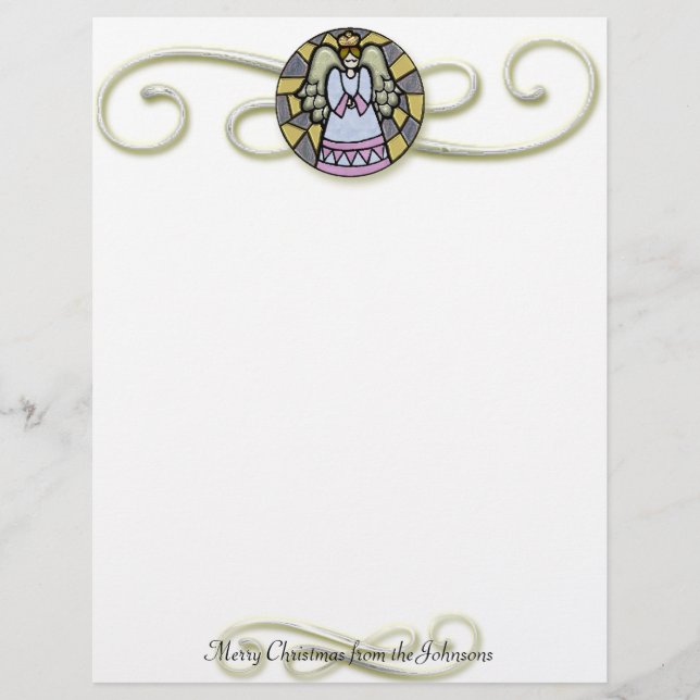 Old Fashioned Stained Glass look Christmas Angel (Front)