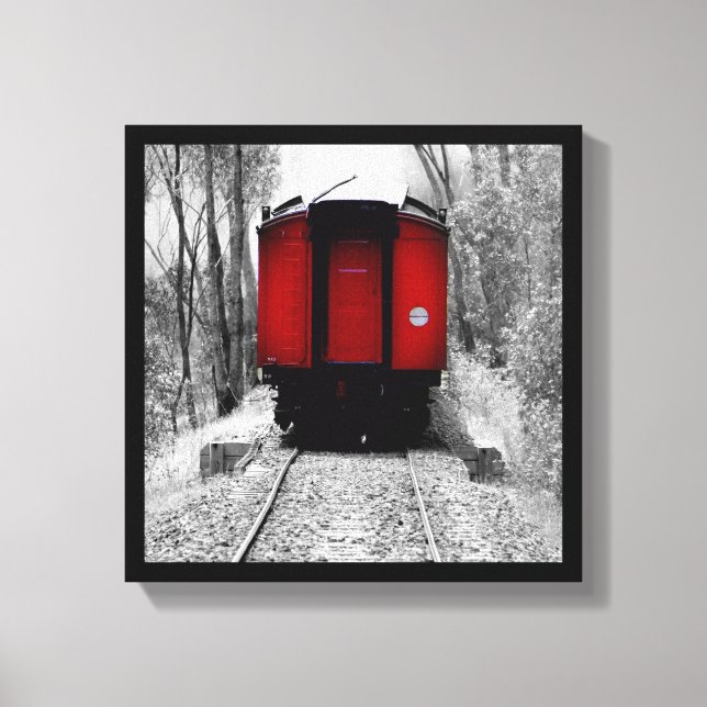 Old Fashioned Steam Train with Red Caboose Canvas Print (Front)