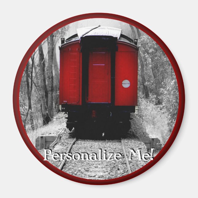 Old Fashioned Steam Train with Red Caboose Magnet (Front)