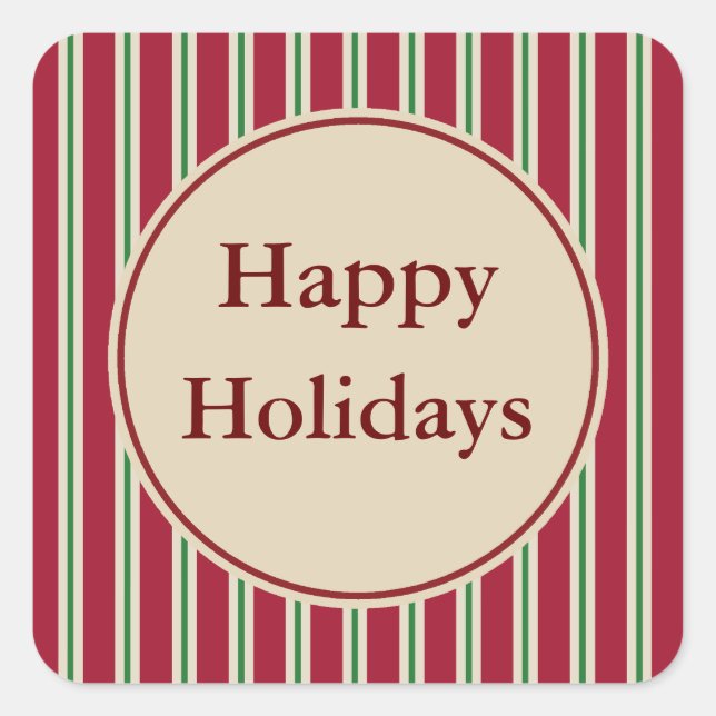 Old Fashioned Striped Holiday Stickers (Front)
