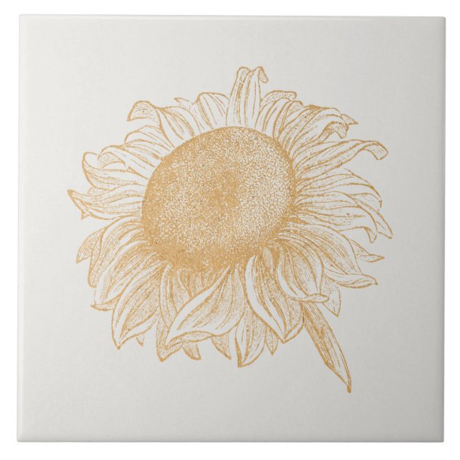 Old Fashioned Sunflower Vintage Flower Art Tile (Front)