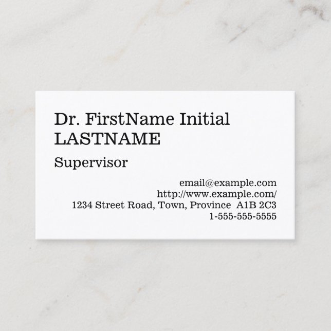 Old Fashioned Supervisor Business Card (Front)