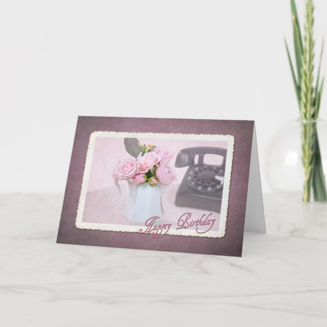 Old-fashioned Telephone Birthday Card (Front)