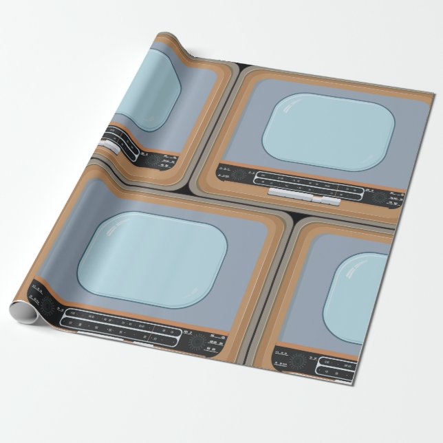 Old Fashioned Television Retro TV Wrapping Paper (Unrolled)