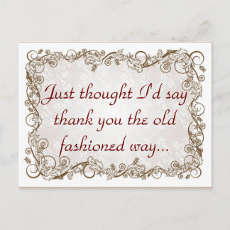 Old fashioned thank you postcard