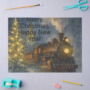 Old-Fashioned Train Christmas Traditional Winter  Tissue Paper