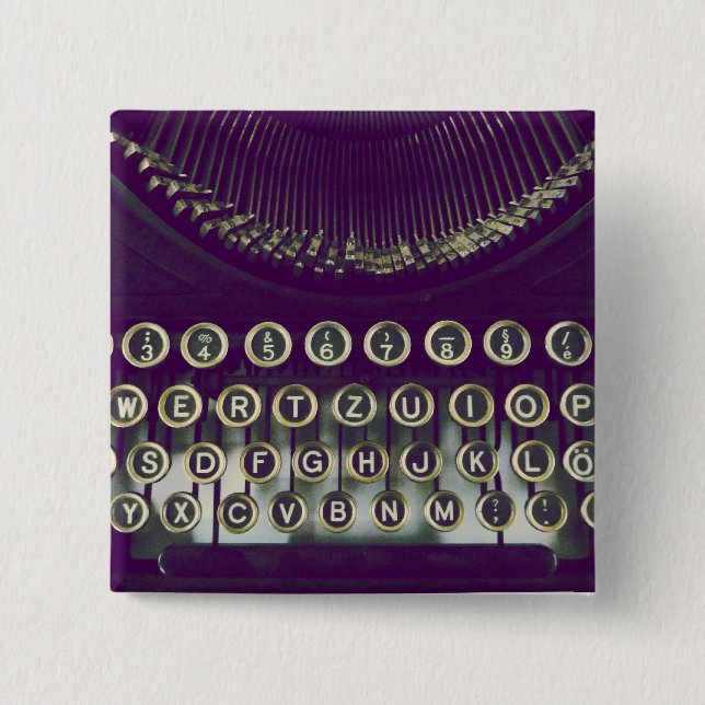 old fashioned typewriter 15 cm square badge (Front)
